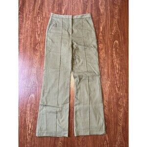 Veronica Beard Noda Linen-Blend Straight-Leg Green Women’s Trouser Pants US 8